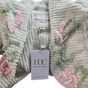 HOC Shawl Robe Vine Embroidered Shawl Collar Chenille Robe